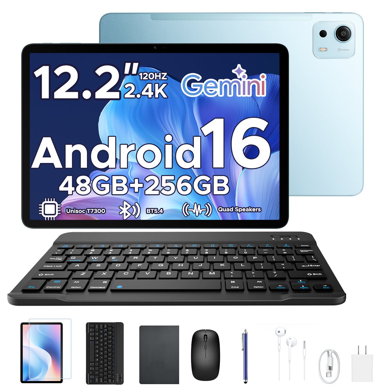 【楽天お買い物マラソン 45%OFF+5倍P】Android16×Gemini AI【POCKAM P12PLUS】12.2インチ大画面 タブレット、T7300、12000mAh 実質27900円