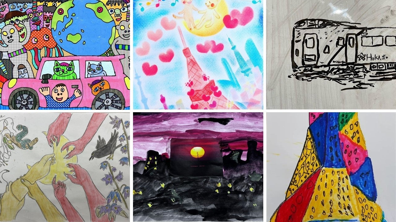 絵画コンテストの応募作品の一部