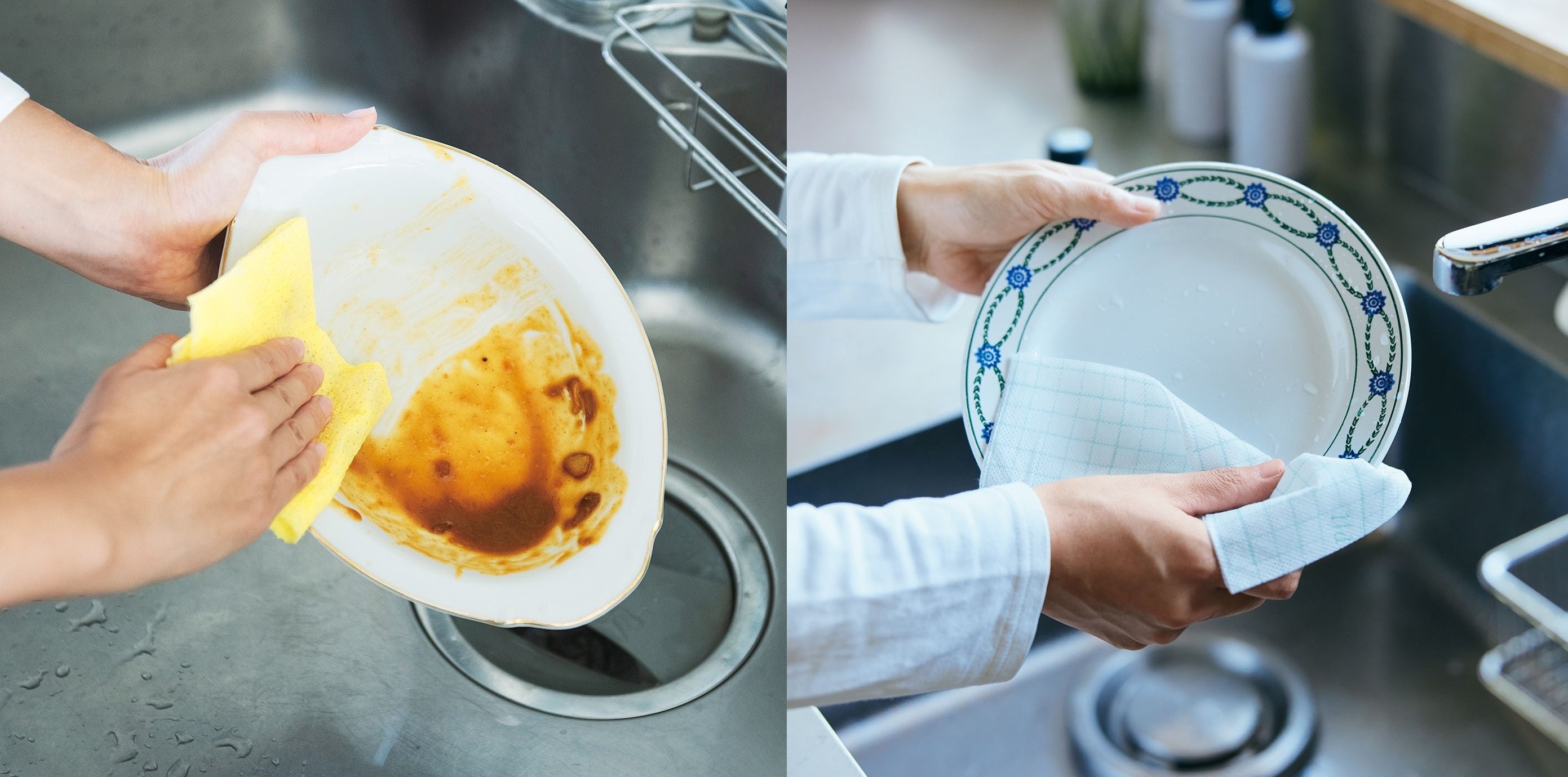 一日一枚、毎日新しいものを使える一日ふきんとペーパースポンジ