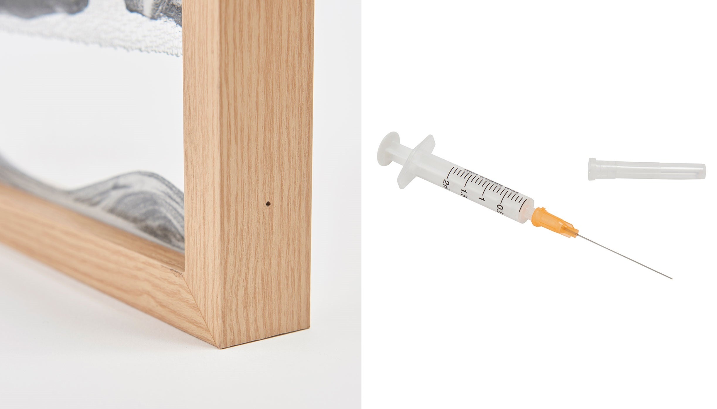 付属の注射器タイプのインジェクターで、砂が落ちるスピードを調整できます。