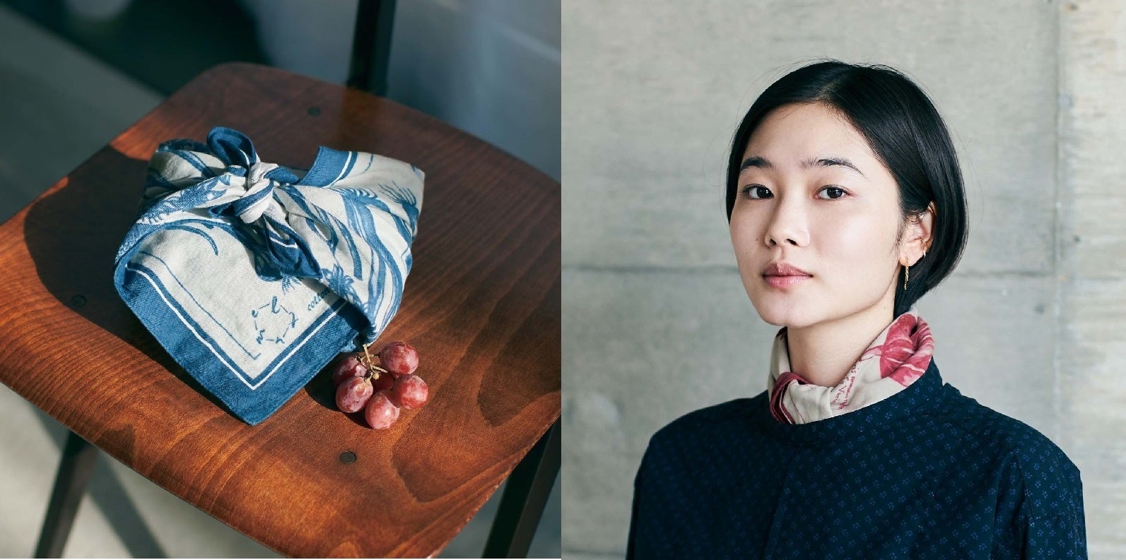 お弁当包みにも、スカーフ感覚で、首もとを包んでもおしゃれです