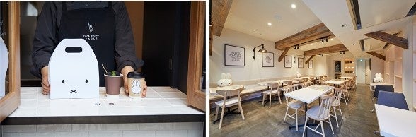 左:神戸店1Fのテイクアウトカウンター 右:神戸店2Fのカフェ