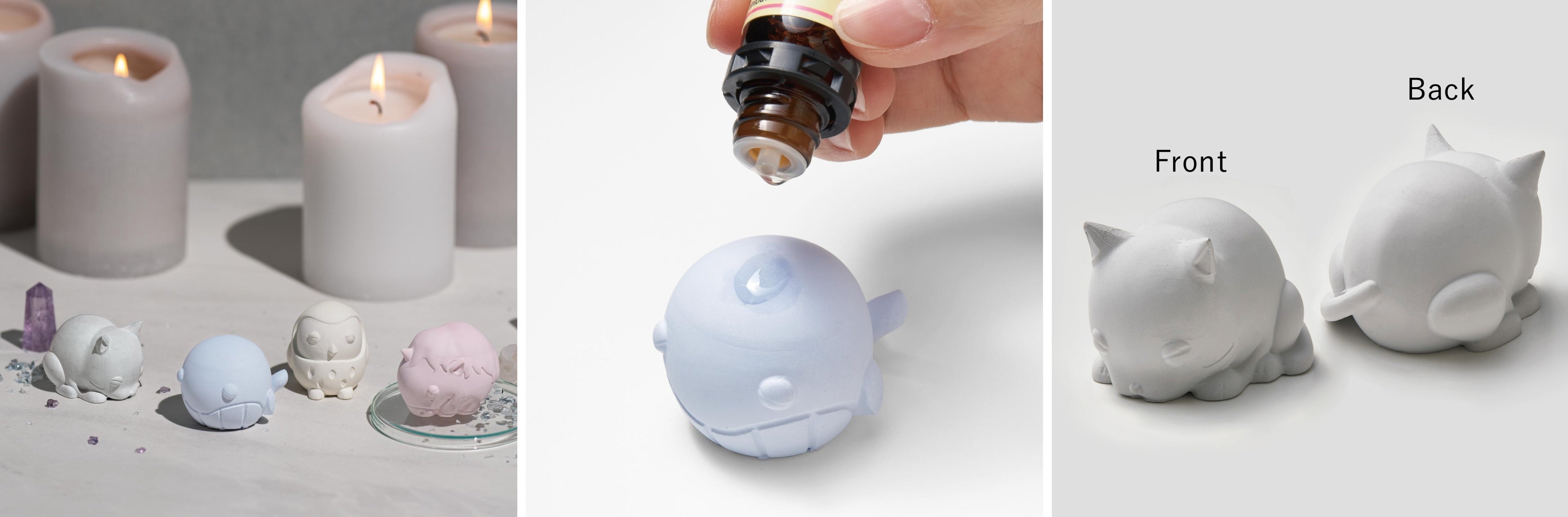 2個セットの使い魔モチーフのアロマストーン。※アロマオイルは付属しません。（店内ショップコーナーでも販売されます）