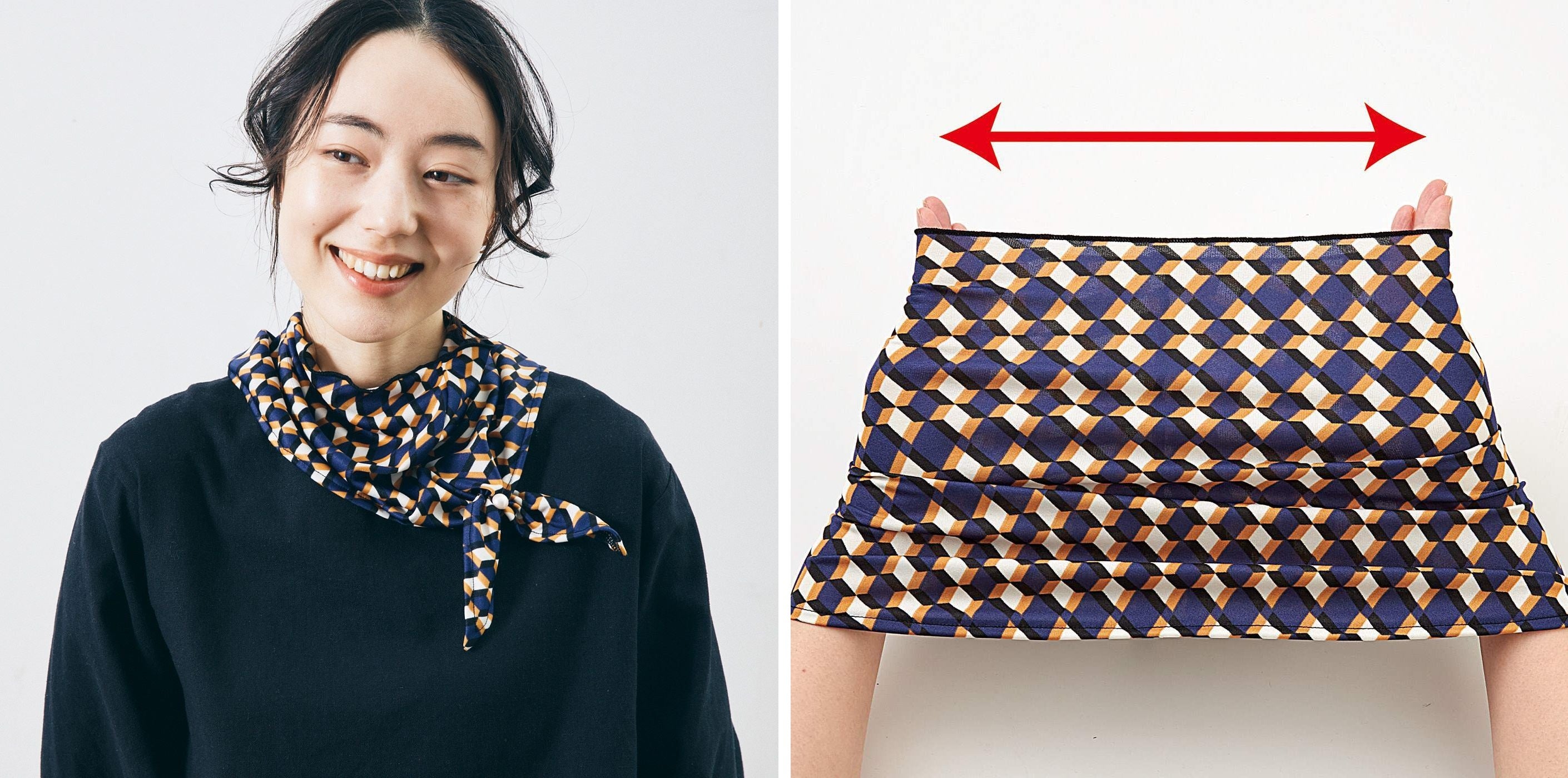 ワンタッチスカーフは、生地が伸びるので簡単にかぶれます