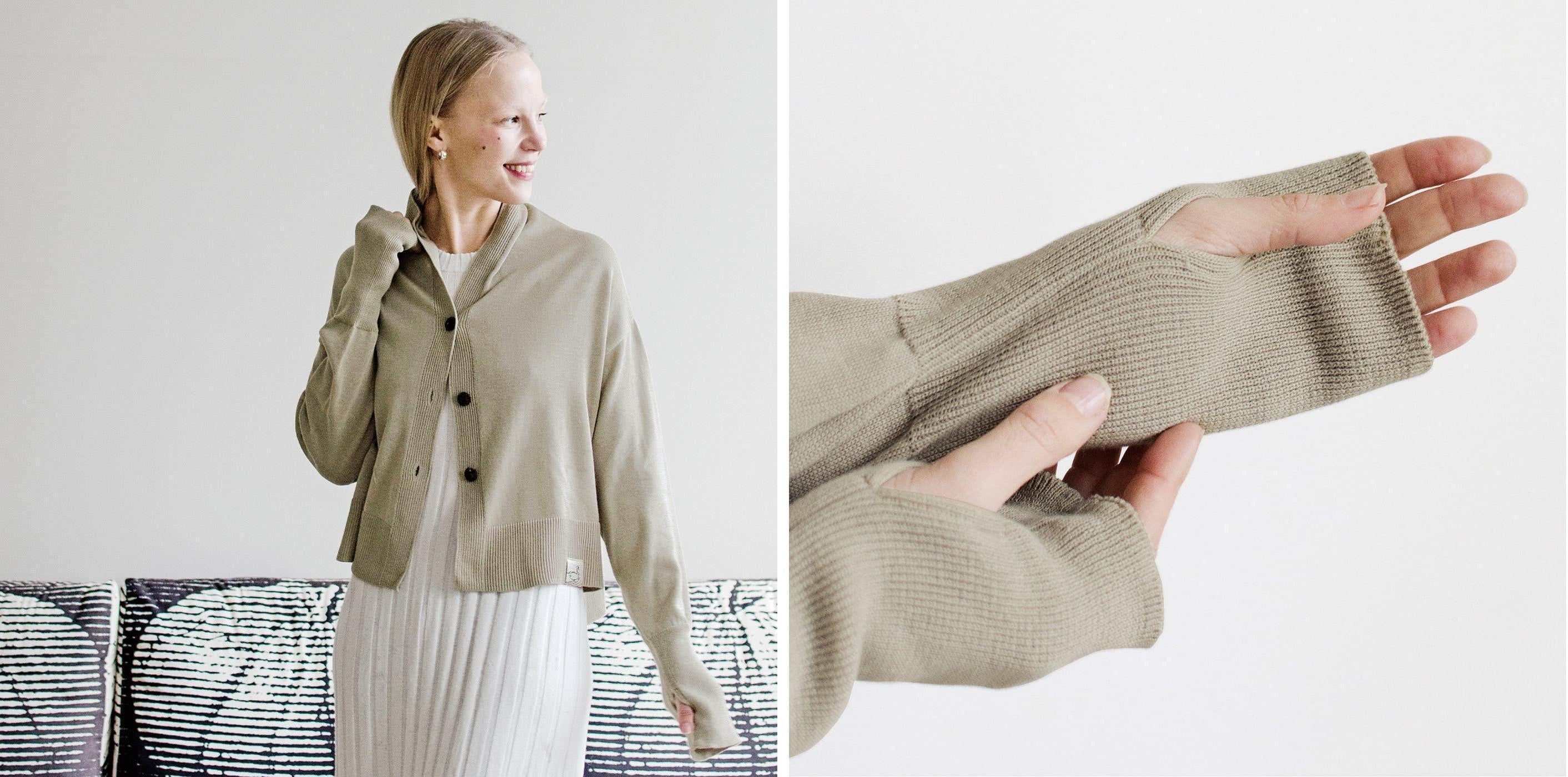 袖はサムホール付きで、手の甲までぬかりなく日差しからカバーします