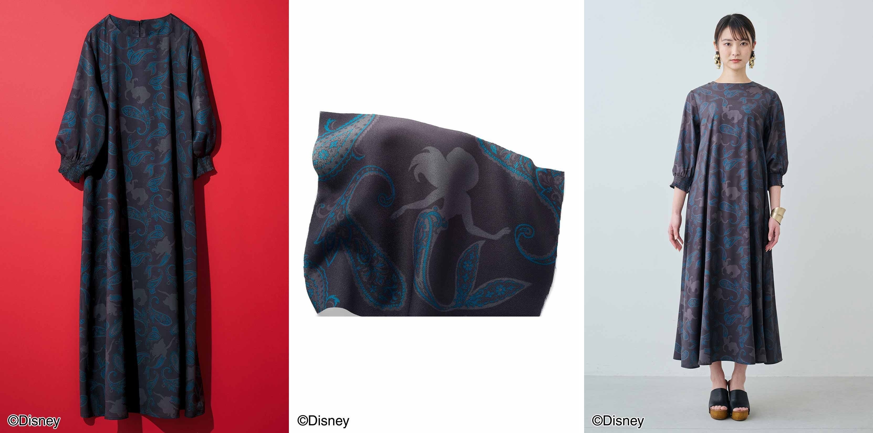 光沢感のあるポリエステル素材に、いろいろなポーズのアリエルのシルエット