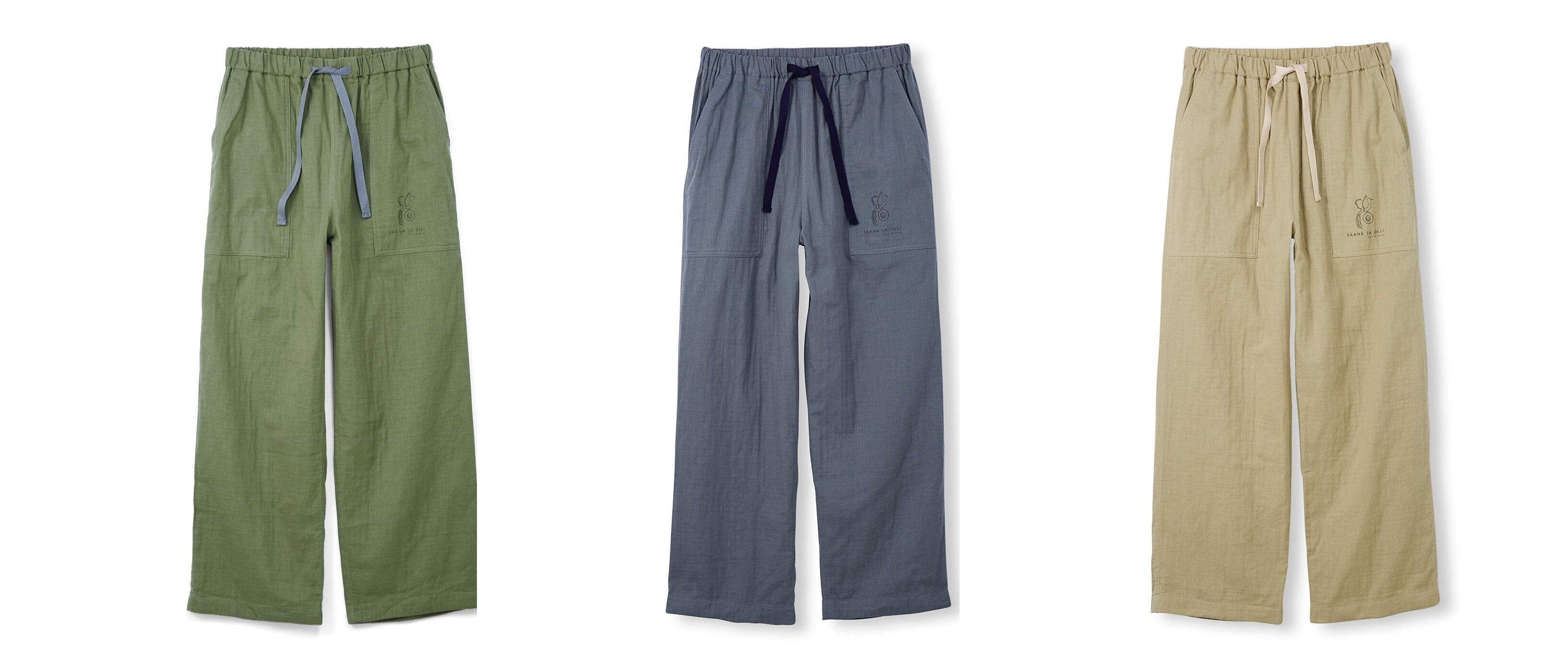 〈モスグリーン〉〈スレートグレー〉〈サンドベージュ〉のさわやかで着回しがしやすい3色展開