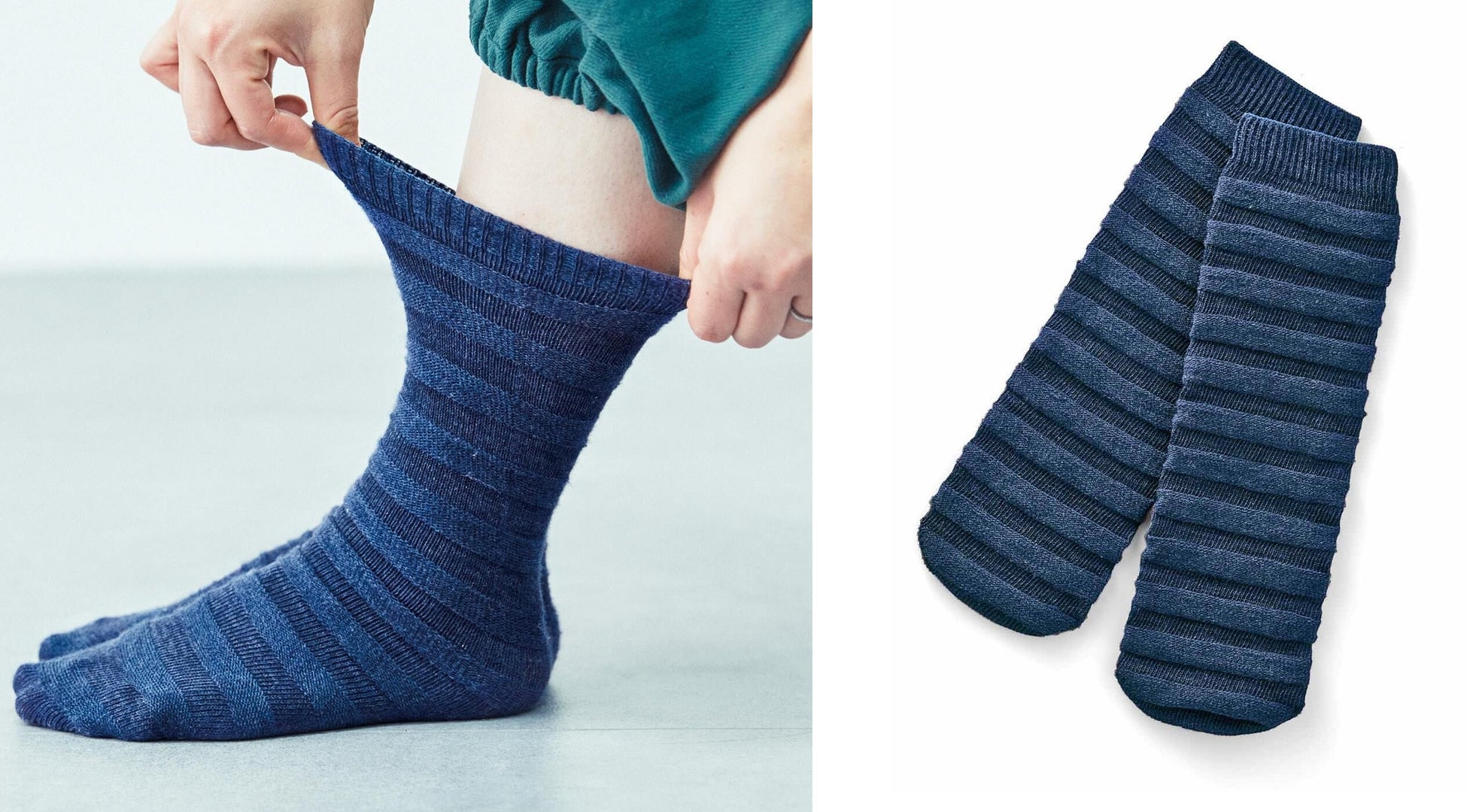 つま先の縫い目、かかともないからサイズが無く、ぐーんと伸びてフィット感◎