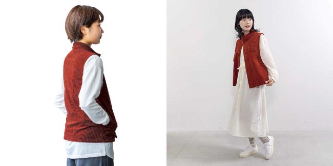 （左）モデル身長165cm：サイズM着用​　（右）モデル身長165cm：サイズM着用