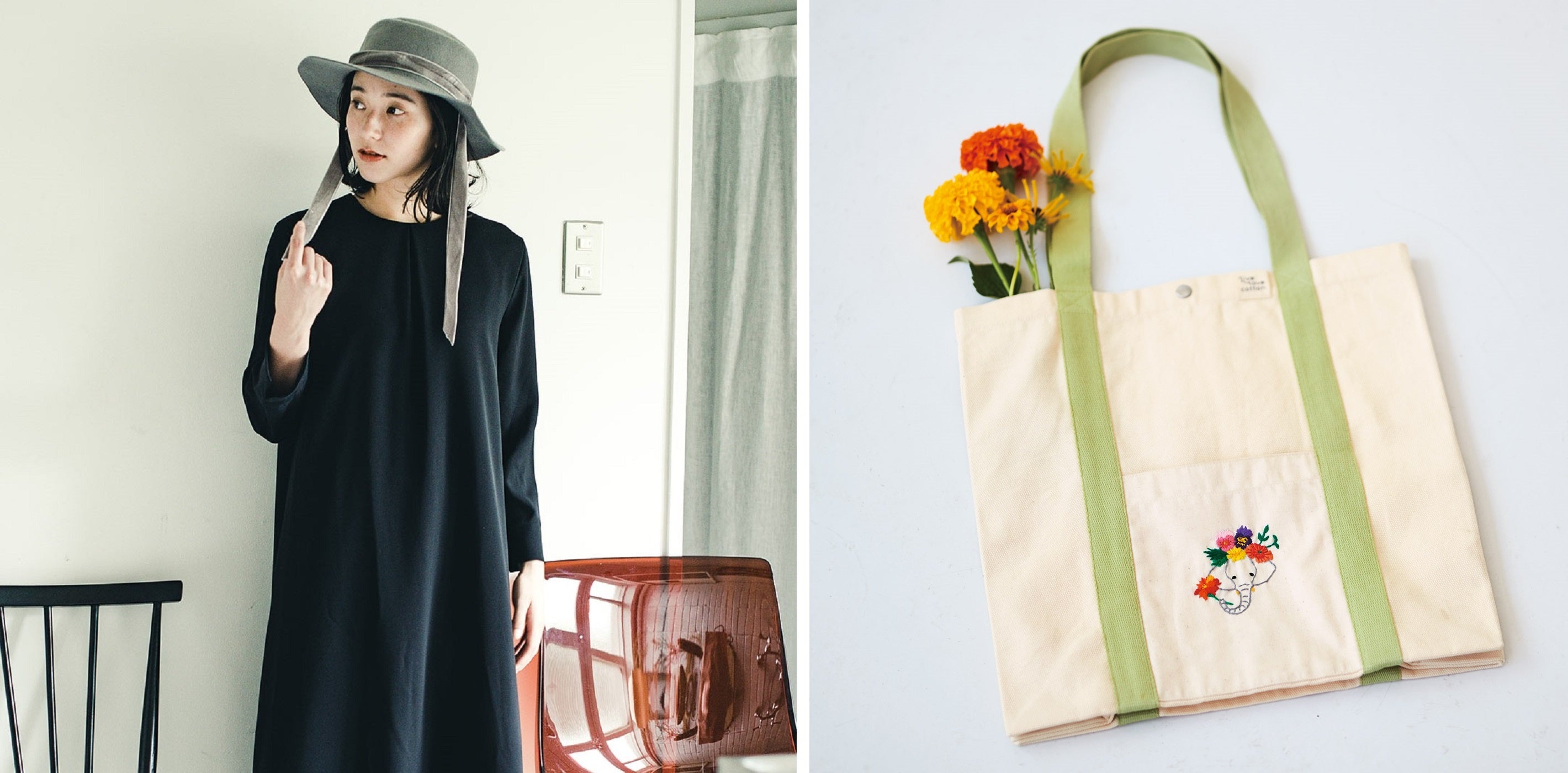 （「黒原着糸ワンピース」「stitch by stitch プロジェクト」）