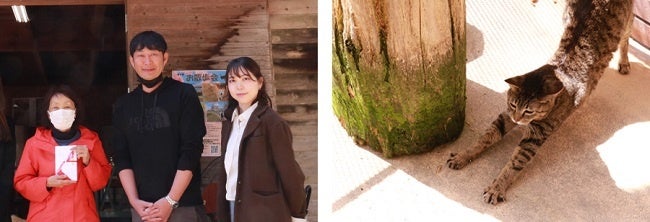 画像は「日本アニマルトラスト」で保護されている猫たちと、寄付をお届けした様子。