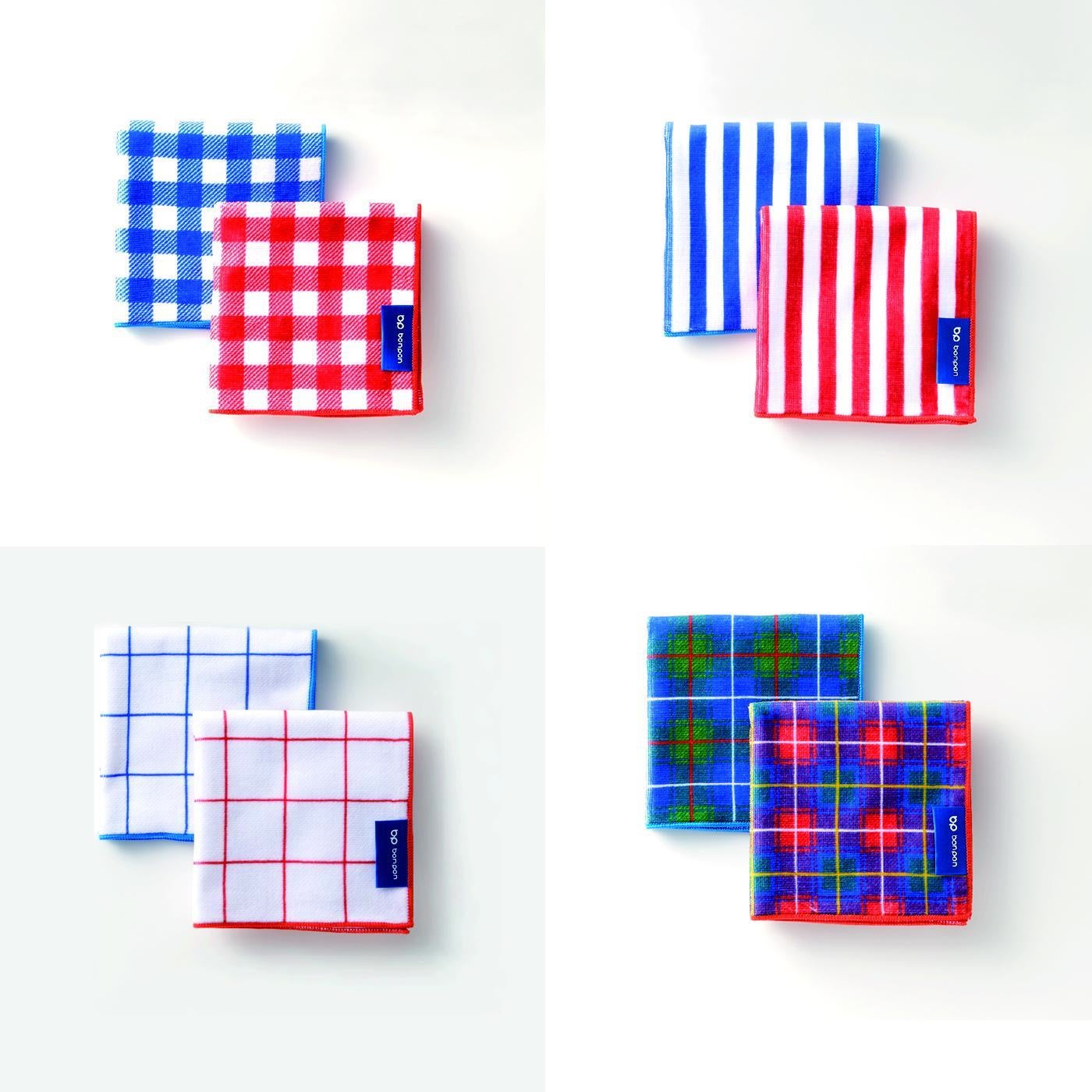 左上より時計まわりに〈ギンガム〉〈ストライプ〉〈タータン〉〈格子〉