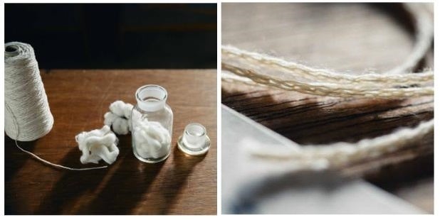 「わたかみりりり」は、超長綿の落ちわたと和紙強撚糸を撚り合わせた、編み物に適したリリヤーン糸です