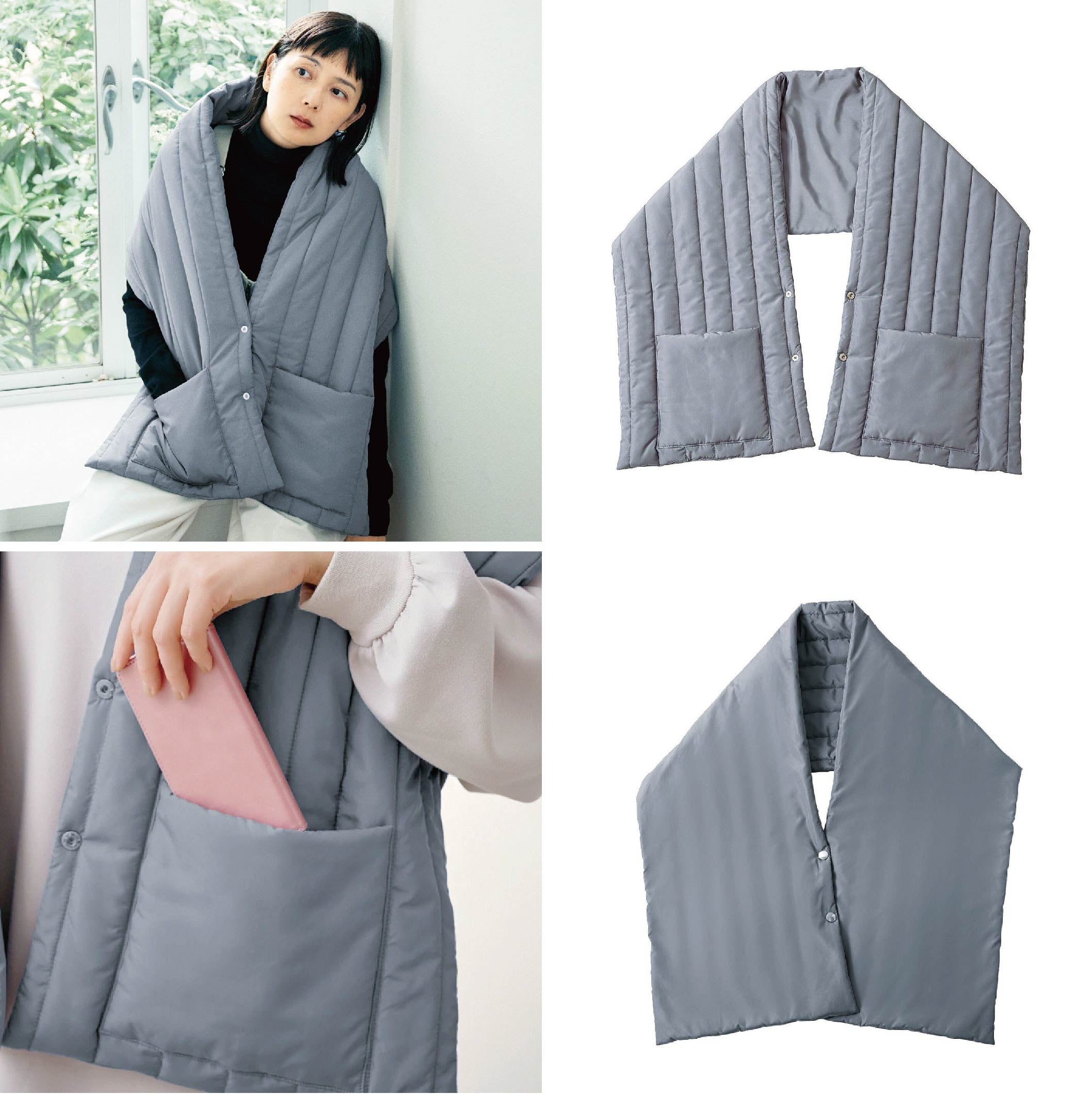 スマホも入る便利な大きめポケット付き、裏面も使えるリバーシブルです