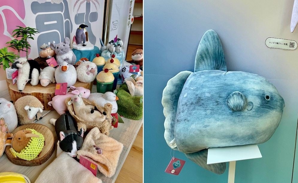 左）「YOU＋MORE!」の商品　　右）ふかふかお昼寝マンボウ