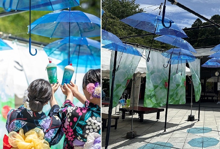 法多山尊永寺提供/「クリームソーダカーテン」と空を彩るアンブレラスカイ