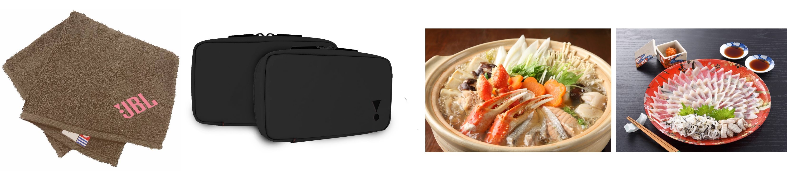 ▲今治ハンカチタオル 　▲ガジェットポーチ　▲味わうW チャンス（一例）