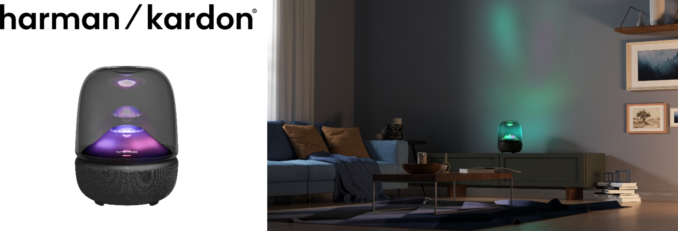 harman/kardon AURA STUDIO ワイヤレススピーカー プロジェクションライトを新搭載し部屋全体に光の世界が拡散する 音と