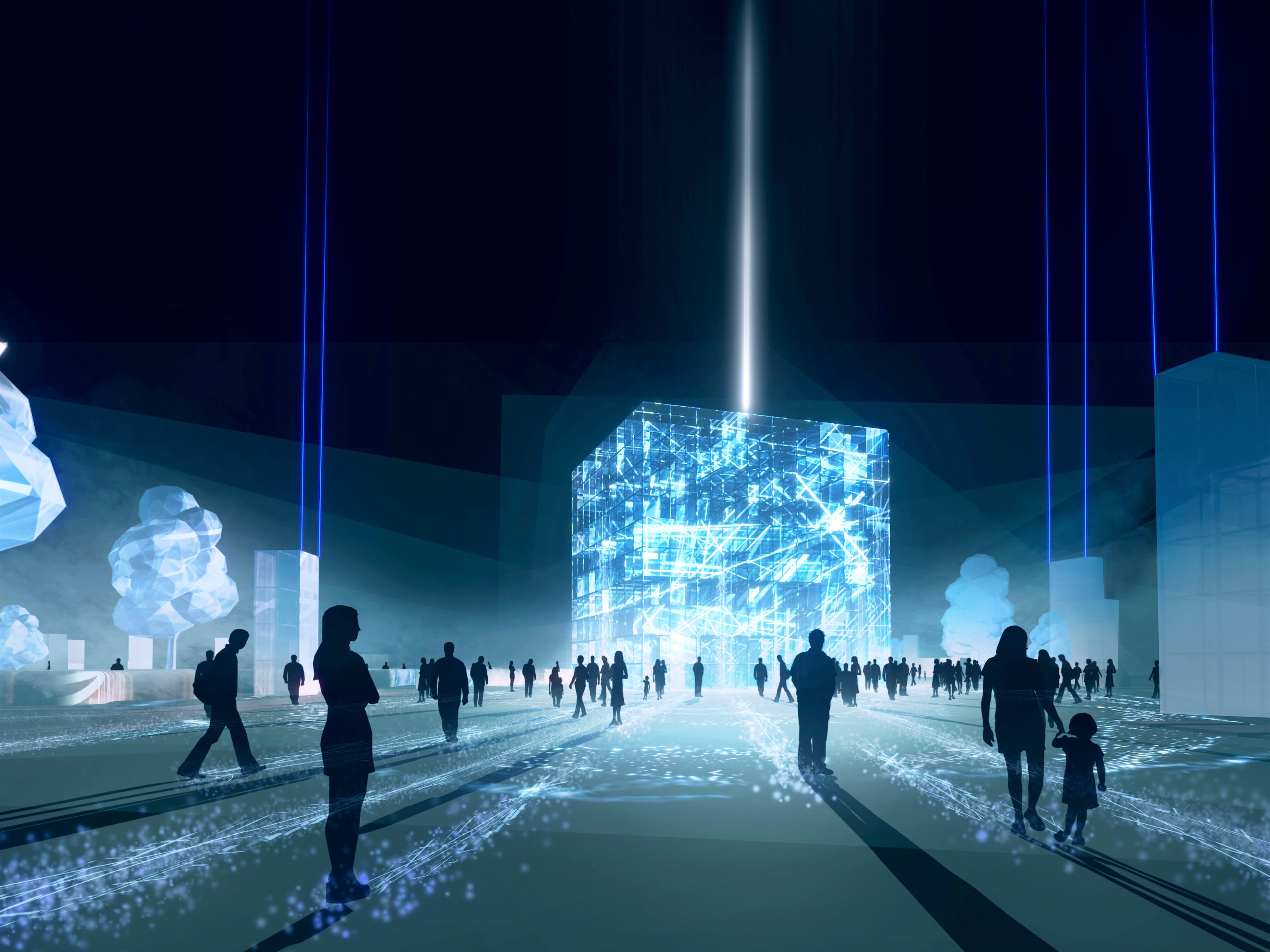 新港中央広場のプロジェクションマッピング