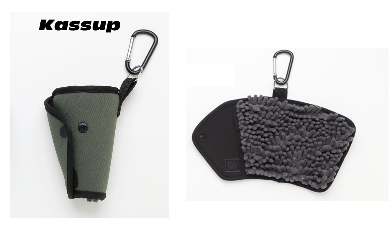 左：Kassup 本体　右：展開した本体吸水面。マイクロファイバーで覆われ吸水もしっかり。