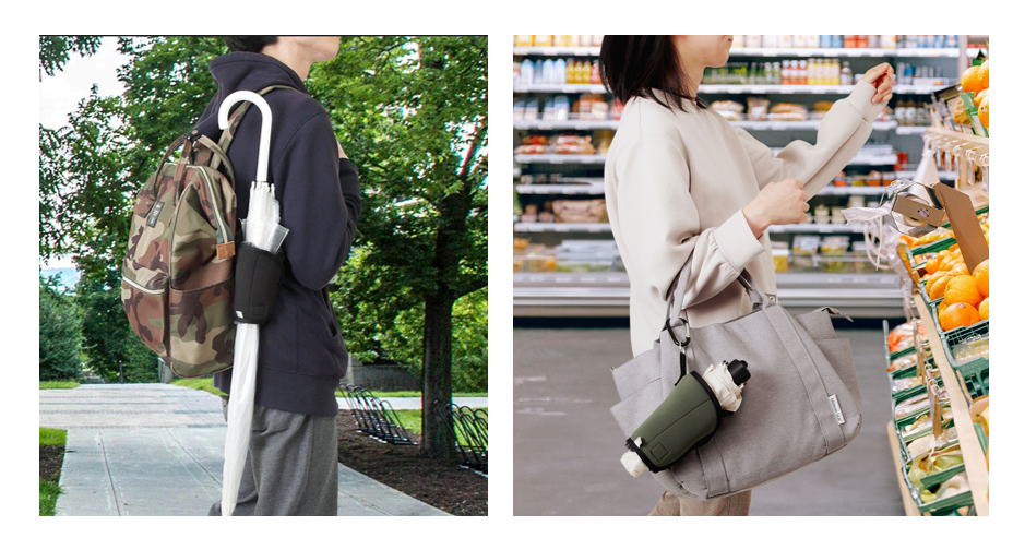 主婦発明家が傘を入れるだけでしずくを吸い取る傘ホルダー「Kassup