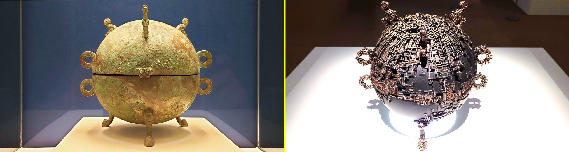 左:《円渦文敦》 戦国前期(前5世紀)/右:久野彩子《time capsule》2023年