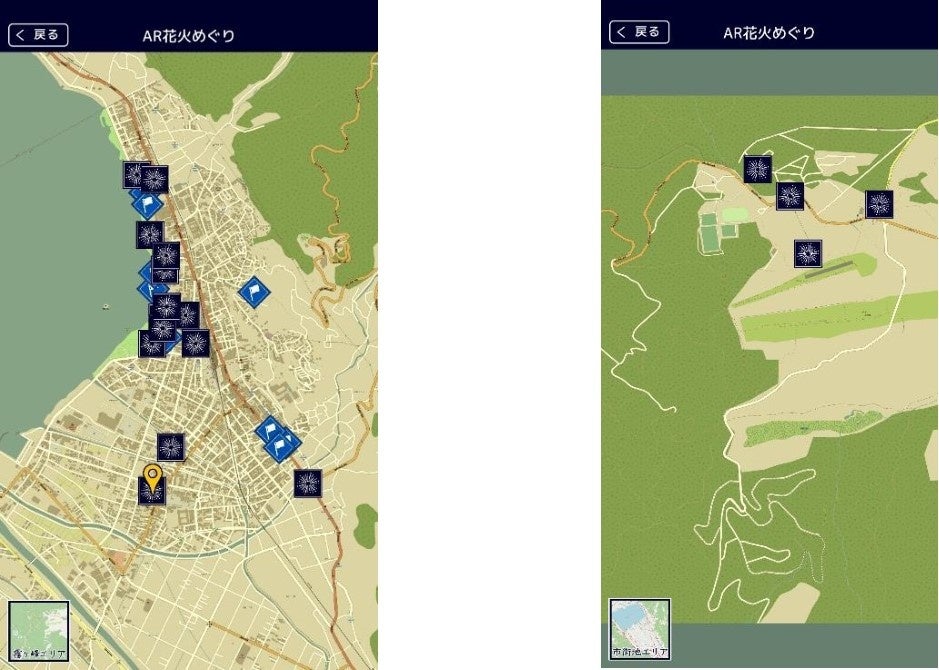 AR諏訪花火スポット地図