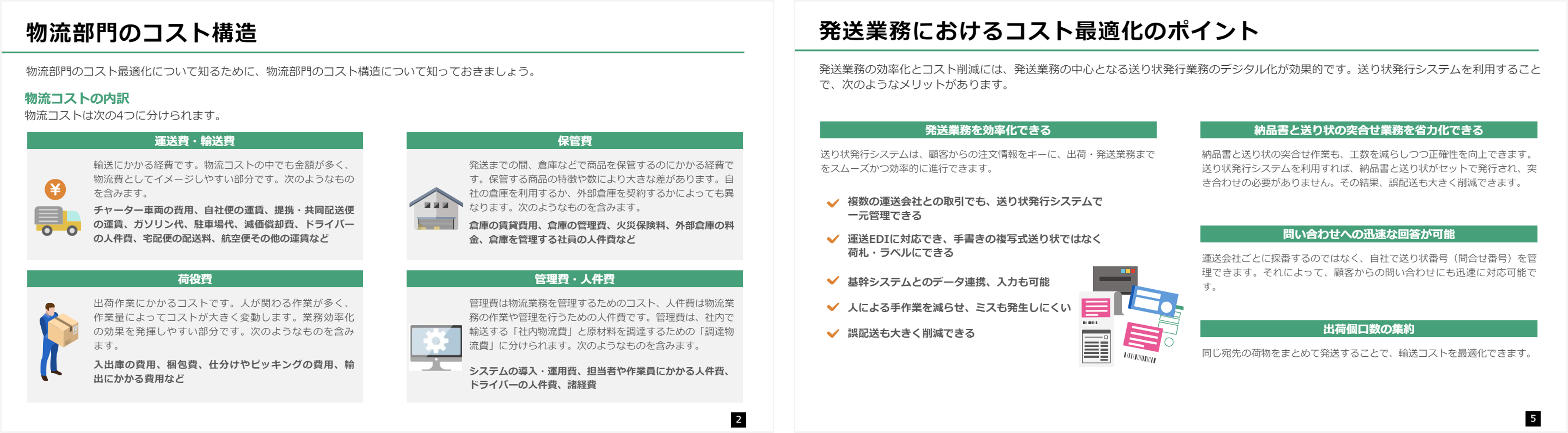物流部門のコスト構造を理解し、発送業務の効率化に取り組みコスト最適化