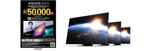 左：キャンペーンチラシ（イメージ）、右：『AQUOS XLED』＜DX1ライン＞