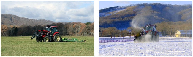 ローカル5Gを活用した広大な放牧地管理作業の様子（左：草刈り、右：除雪）