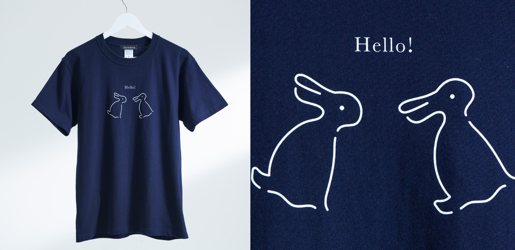 ウサギとアヒルの多義図形を用いた「＂Same？＂Tシャツ」（12月中旬以降取扱予定）