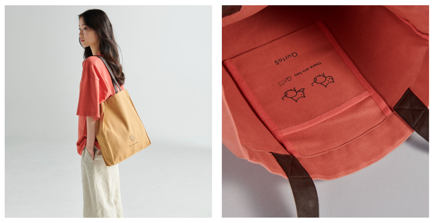 写真左：キャメル、写真右：ピンク