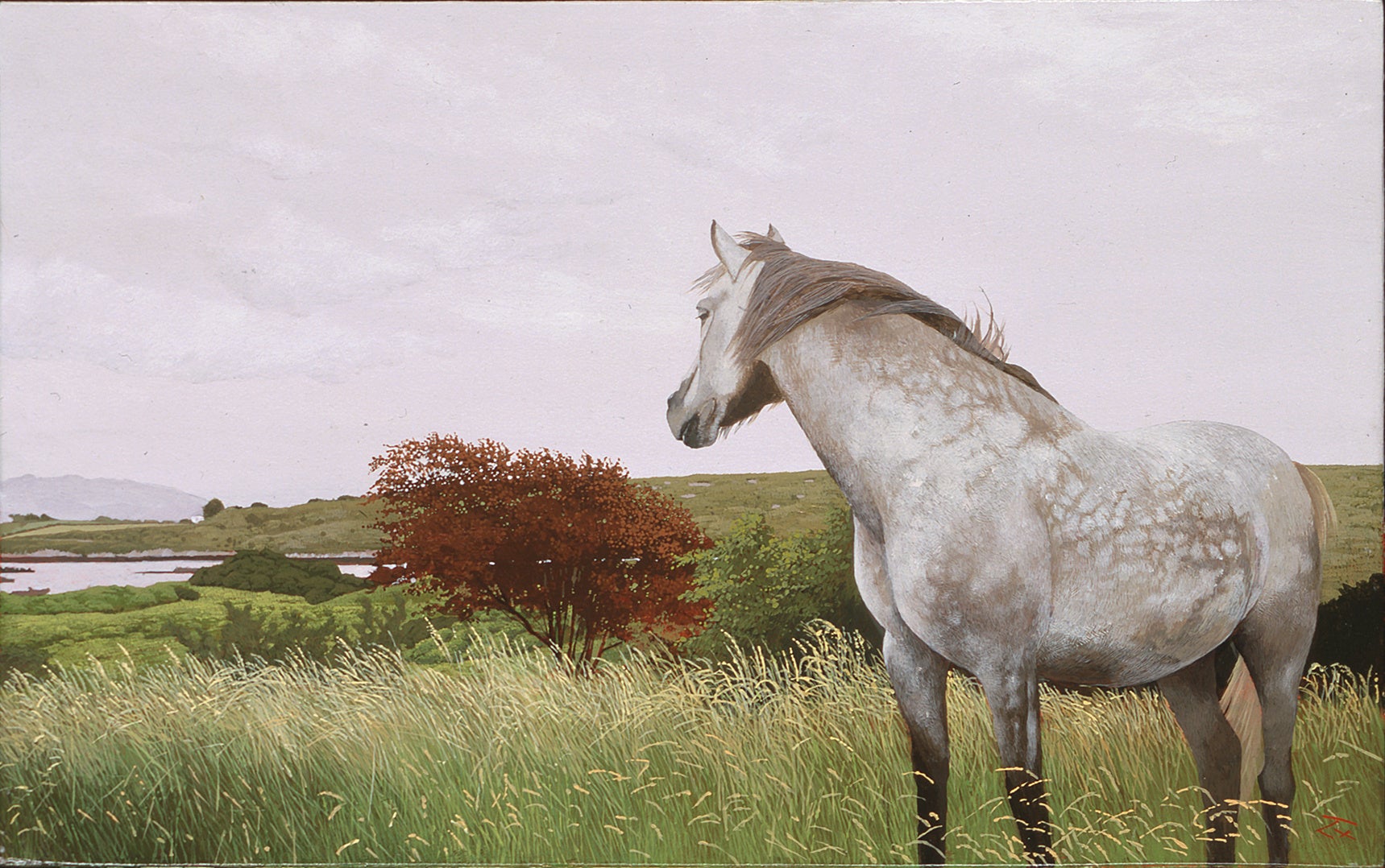 洋画家・百瀬智宏 【花の風】風景画 油彩画 在銘　送料込み 洋画家・百瀬智宏 【花の風】風景画 油彩画 在銘 送料込み