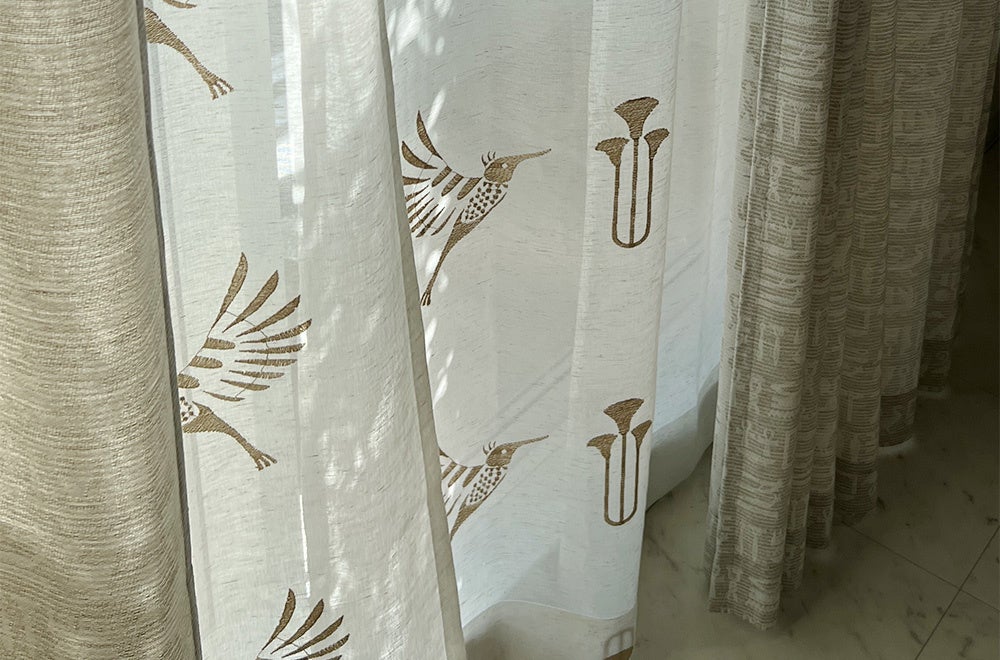 カーテン:Notosglyph ヒエロスペード、レースハキア ナチュラル