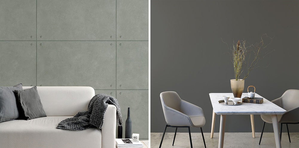Room No.0 画像左：モダンコンクリート ディープグレー／画像右：モノトーン チャコールグレー