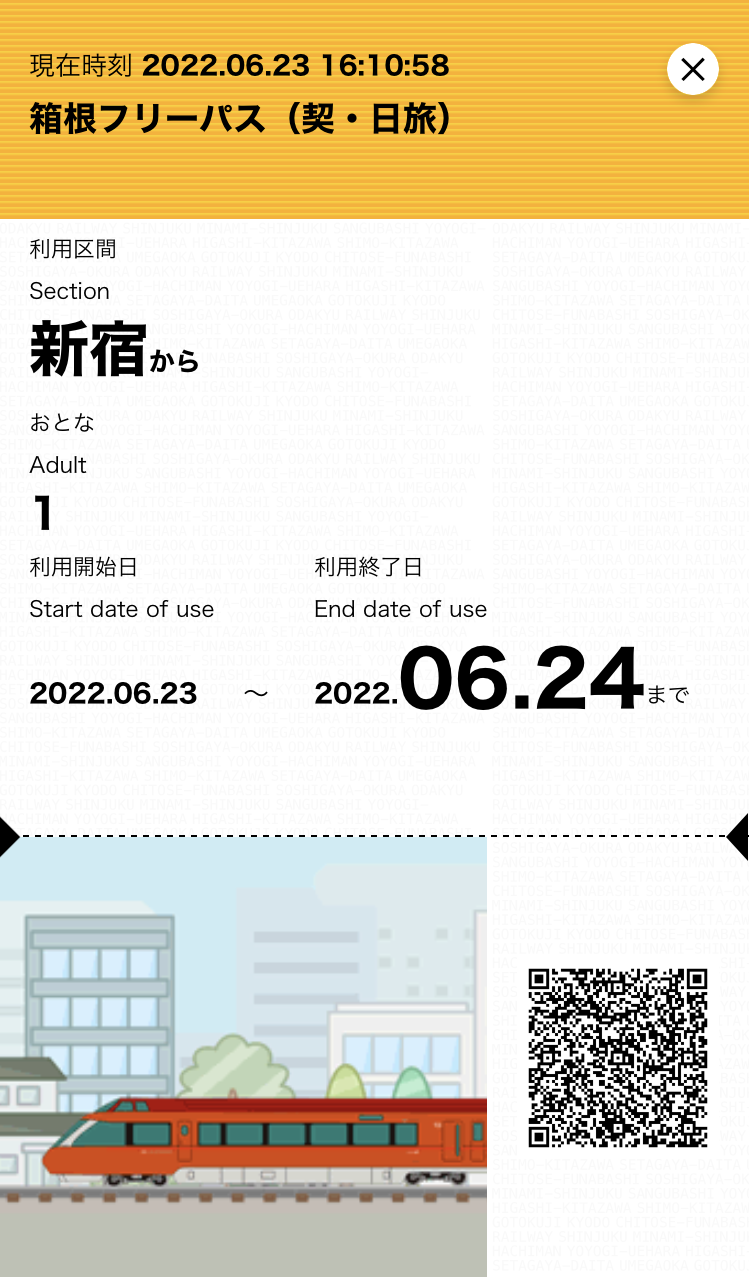 デジタル箱根フリーパス券面