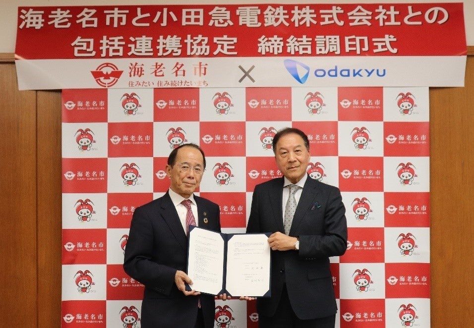 調印式の様子（左：内野市長　右：星野社長）