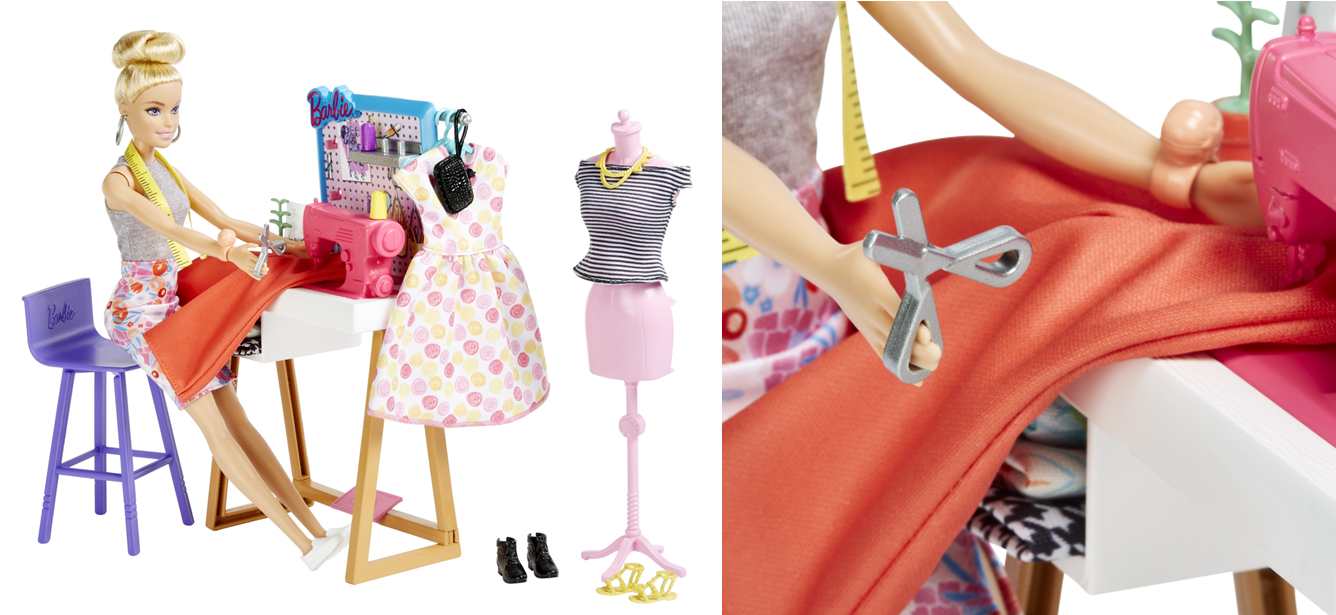 ミシンを使って生地見本を縫ったり 鋏をもたせて遊ぶことができる！