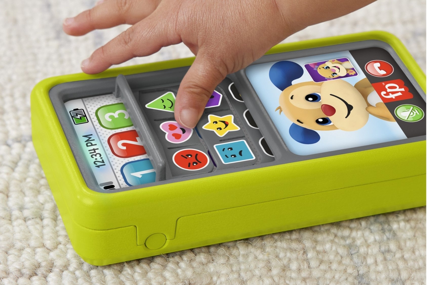 下にスライドすると数字のボタン、上にスライドすると絵文字アプリが登場！