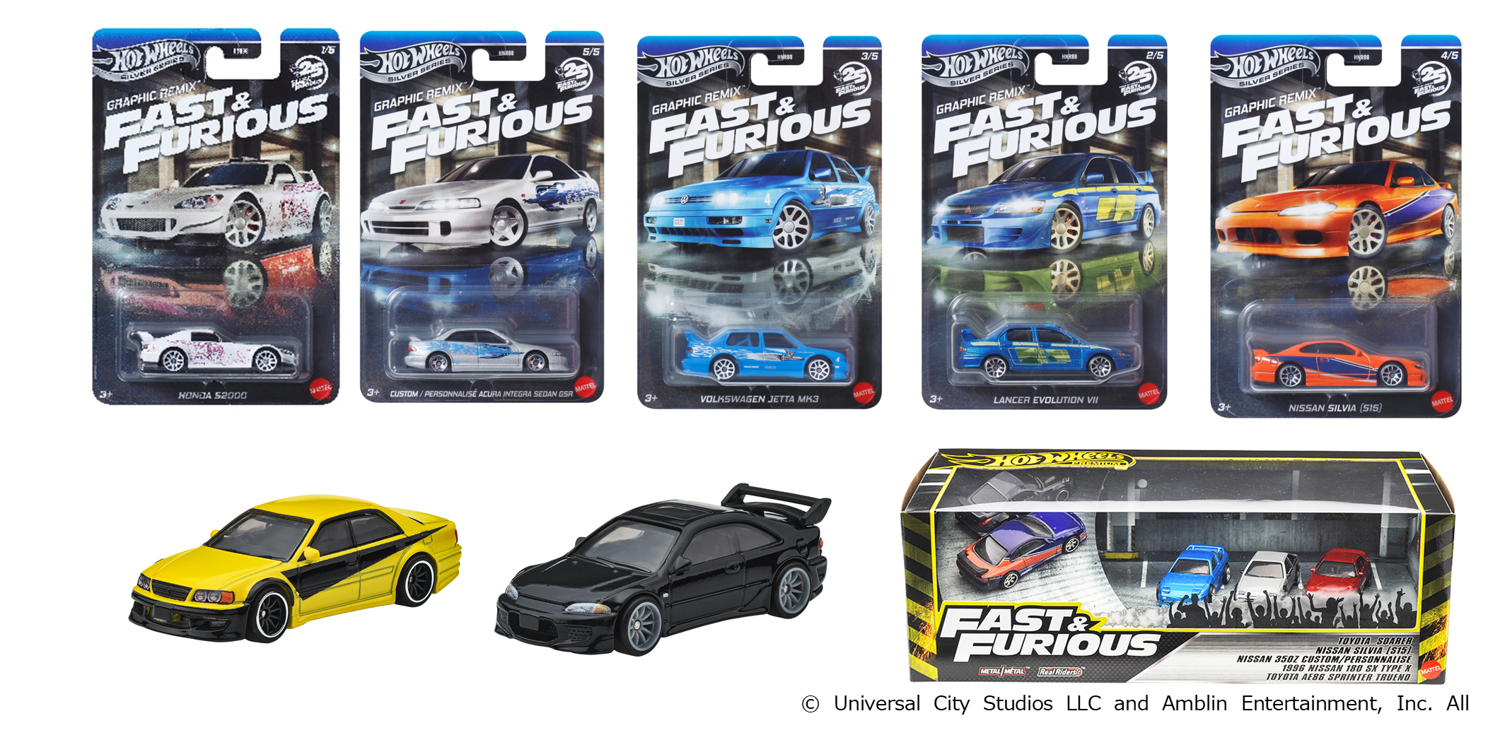 【送料込即決】 最新 2019 ワイルドスピードアソート シルビア スカイラインGT-R ランボルギーニガヤルド フォードエスコート Fast&Furious 人気カーアクション映画「ワイルドスピード」シリーズをリアルに