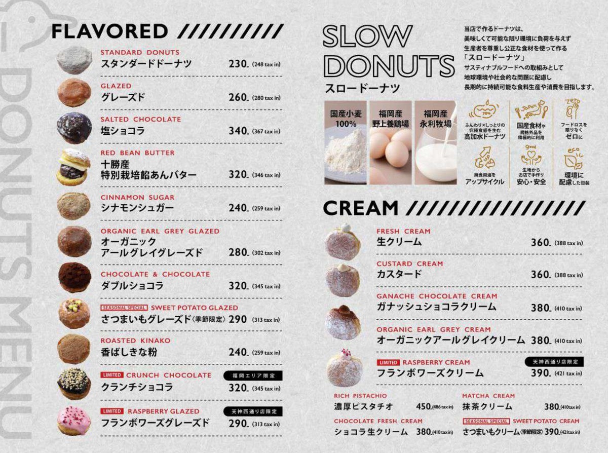 天神西通り店メニュー