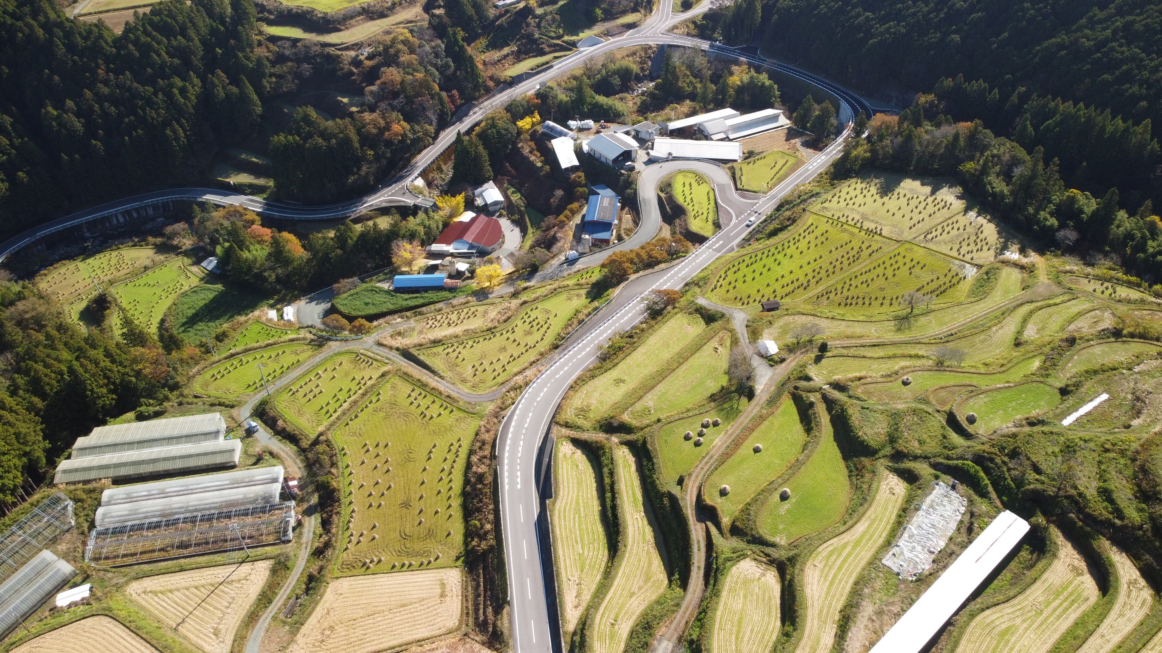 広範囲に広がる土佐町の棚田