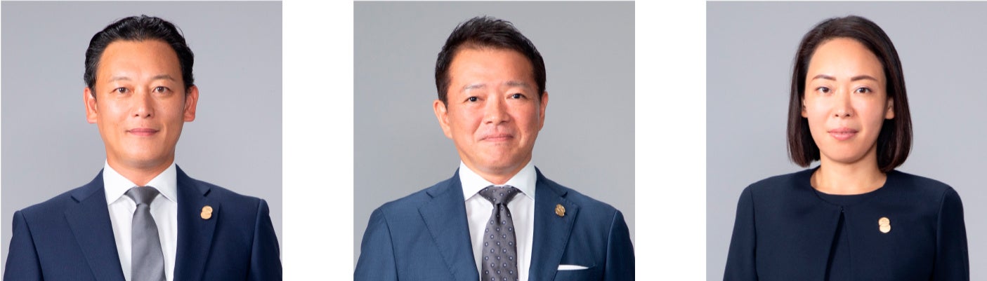 （左）代表取締役 長谷 晴義／（真ん中）取締役 井上 義則／（右）取締役 工野 有理
