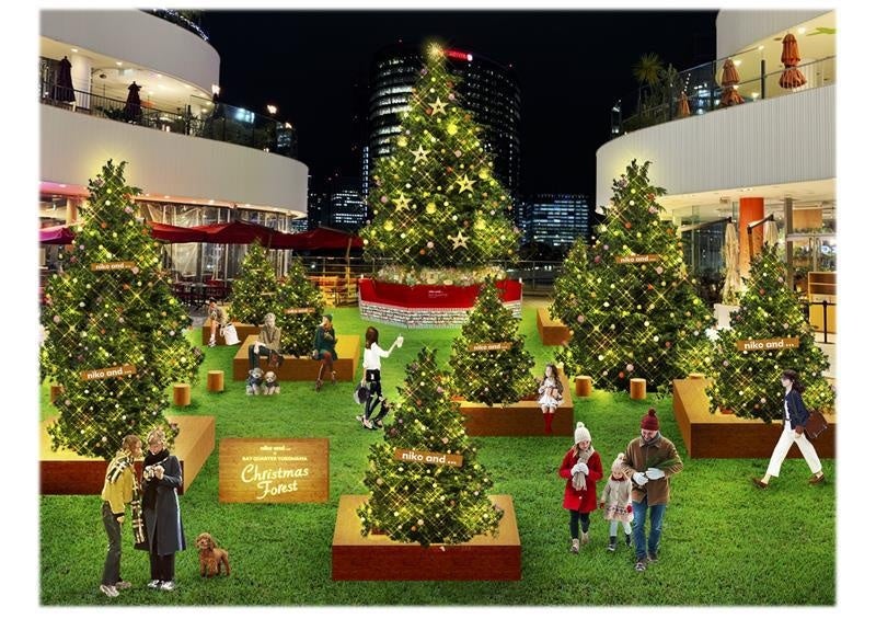 「niko and …」と、横浜ベイクォーターがコラボしたクリスマスイルミネーションイベント「Christmas Forest」が2025年11月1日（土）より開催