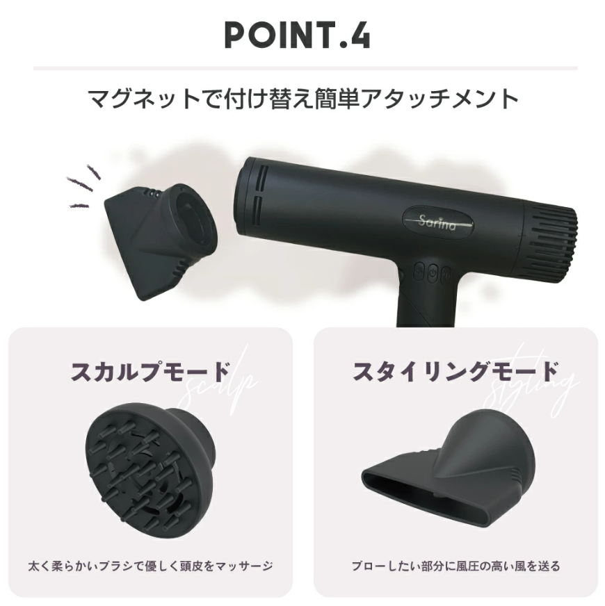 Sarina SMART DRYER 大風量ドライヤー　ホワイト Sarina SMART DRYER サリナ スマートドライヤー ドライヤー ミニ