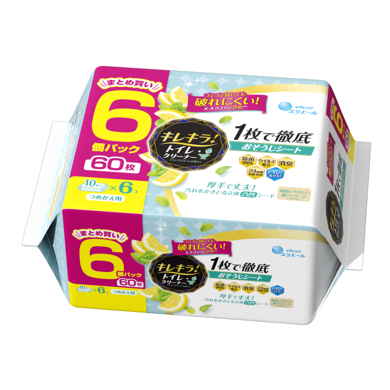 キレキラ！トイレクリーナー 1枚で徹底 おそうじシート 60枚 シトラスミント