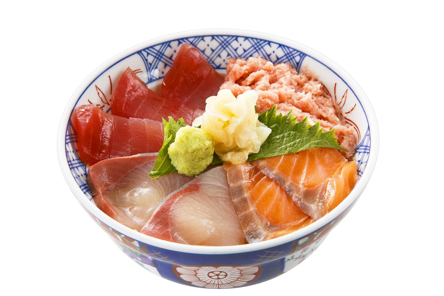 根強い人気！「磯丸4色丼」 （鮪赤身・ブリ・サーモン・ねぎトロ）879円（税込967円）