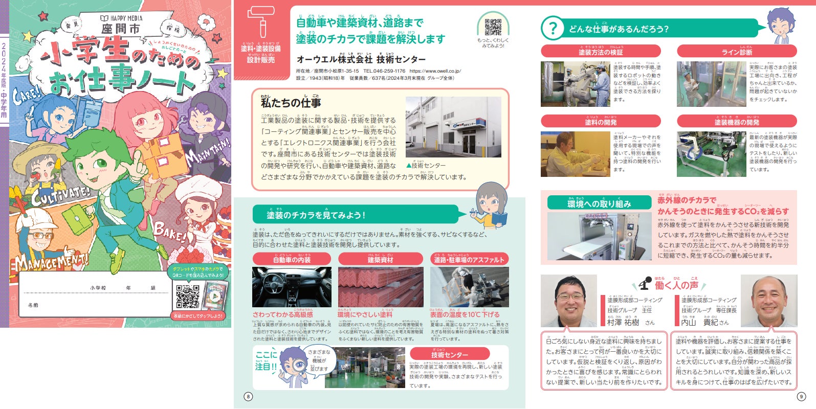 オーウエル、小学校の副教材「小学生のためのお仕事ノート 座間市版」に掲載されました