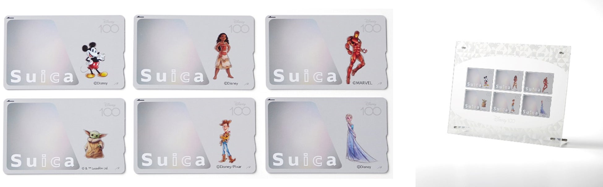 Disney100記念Suica カード6枚&アクリルフレームセット ベルメゾン、ディズニー創立100周年の一環として 記念Suica