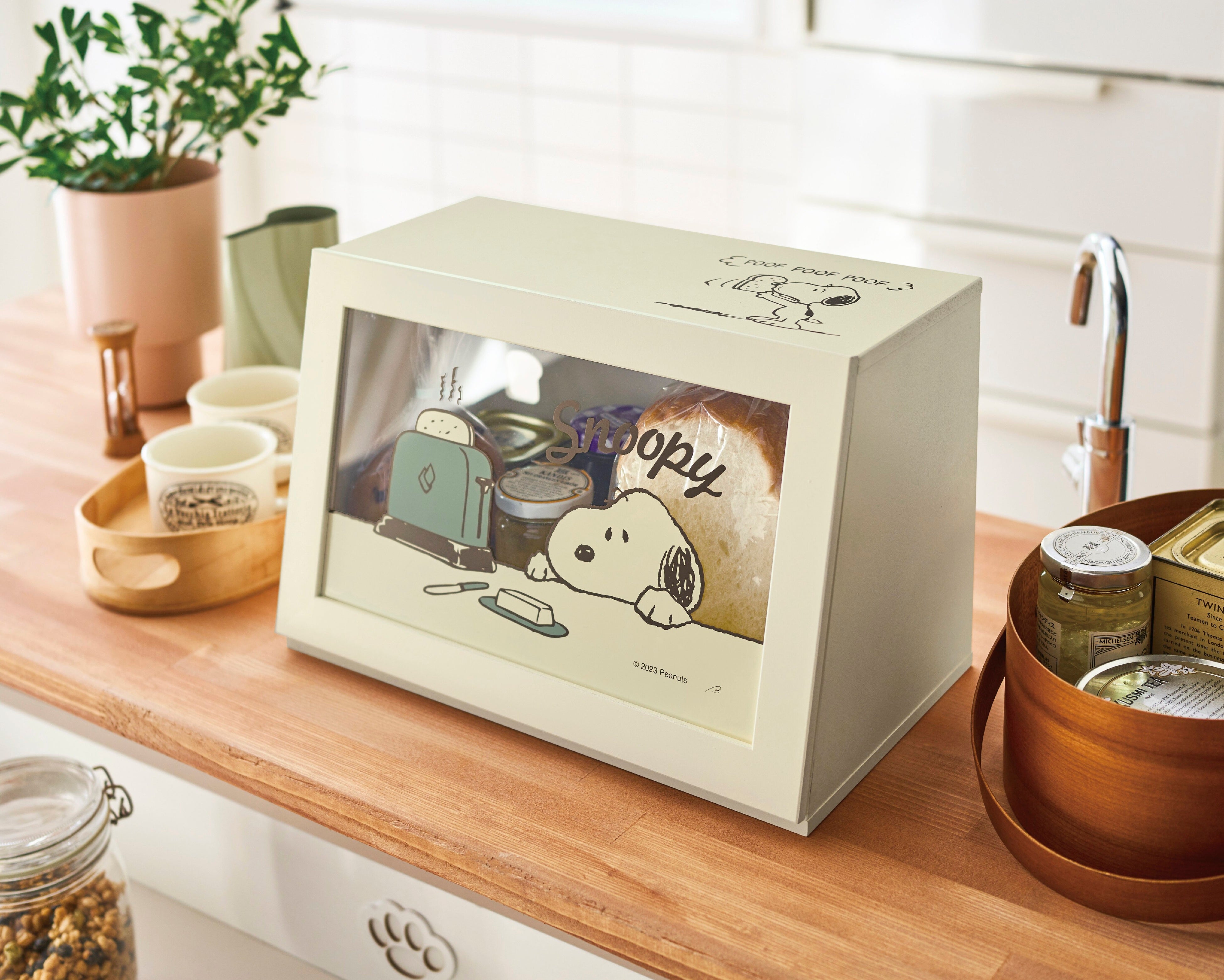 【ベルメゾン】キッチンカウンター上収納ボックス 「スヌーピー」【新品未使用】 両面から使えるカウンター上収納ボックス「スヌーピー